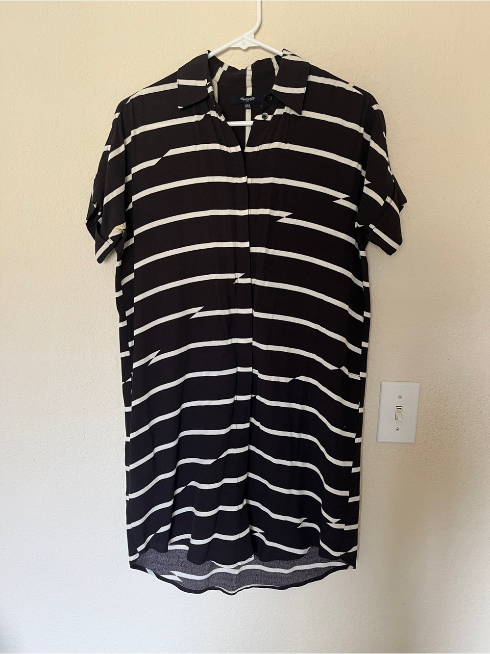 Vintage Madewell Black and White Striped Midi Shirt Dress (spring 2016)